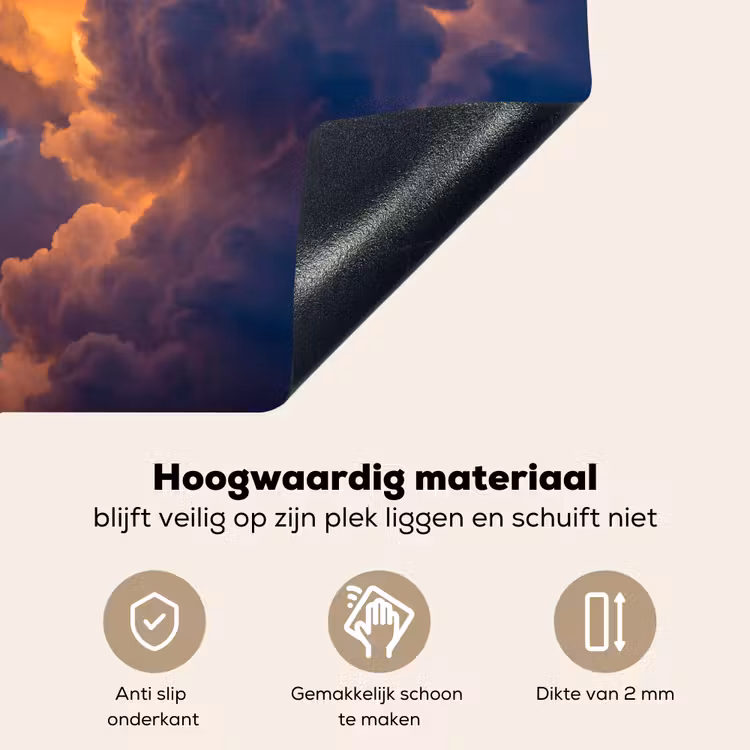 Wolken - Zonsondergang - Natuur - Oranje - Blauw Inductie beschemer met haakjes klein -ky-onderkant-nl