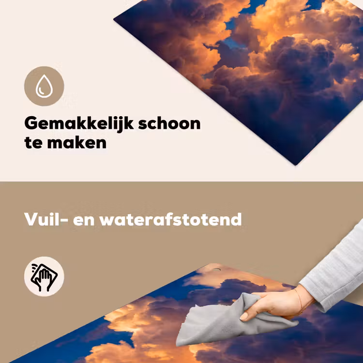 Wolken - Zonsondergang - Natuur - Oranje - Blauw Inductie beschemer met haakjes klein -ky-schoon-nl