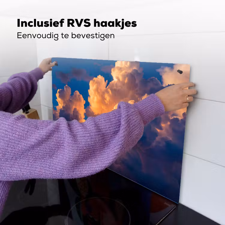 Wolken - Zonsondergang - Natuur - Oranje - Blauw Inductie beschemer met haakjes klein -ky-ophangen-nl