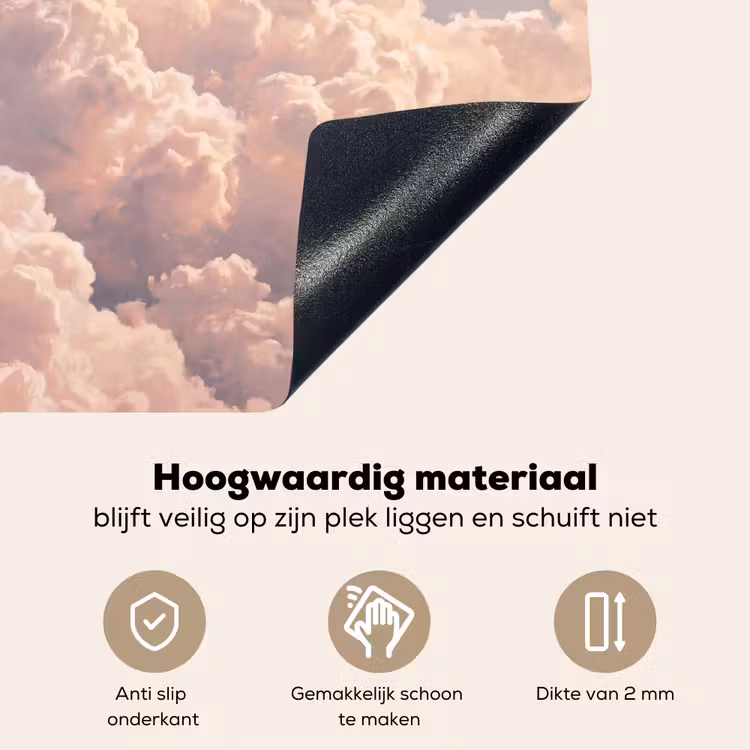 Wolken - Zonsondergang - Natuur - Pastel - Roze Inductie beschemer met haakjes klein -ky-onderkant-nl