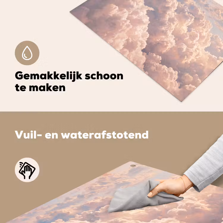 Wolken - Zonsondergang - Natuur - Pastel - Roze Inductie beschemer met haakjes klein -ky-schoon-nl