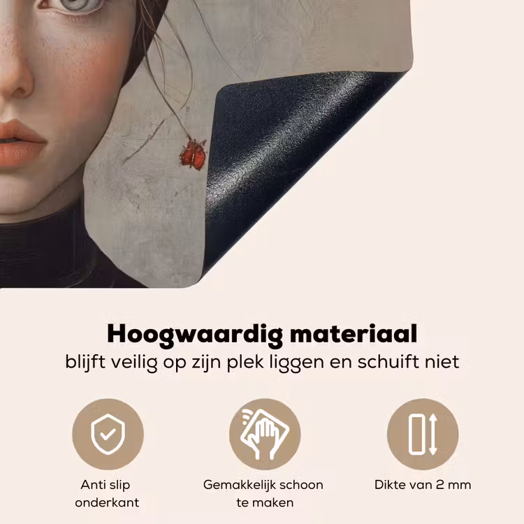 Woman - Butterfly - Art - Classic - Muted Inductie beschemer met haakjes klein -ky-onderkant-nl