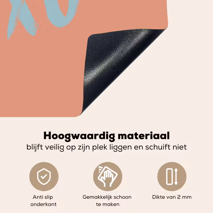 XOXO - Blauw - Perzikkleur Inductie beschemer met haakjes klein -ky-onderkant-nl