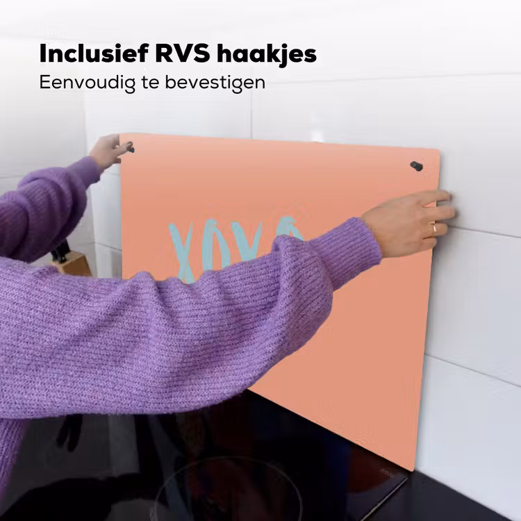 XOXO - Blauw - Perzikkleur Inductie beschemer met haakjes klein -ky-ophangen-nl