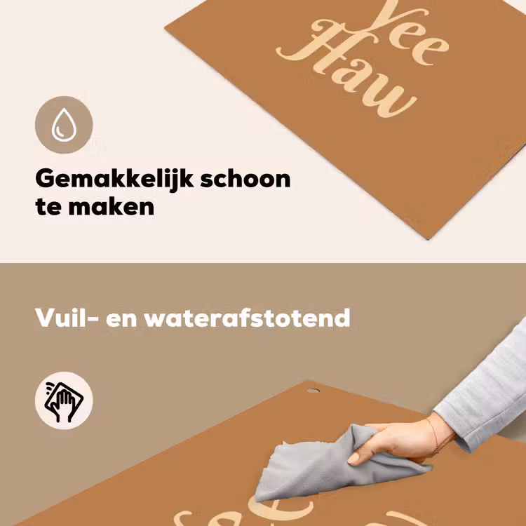 Yee haw - Bruin - Minimalistisch Inductie beschemer met haakjes klein -ky-schoon-nl