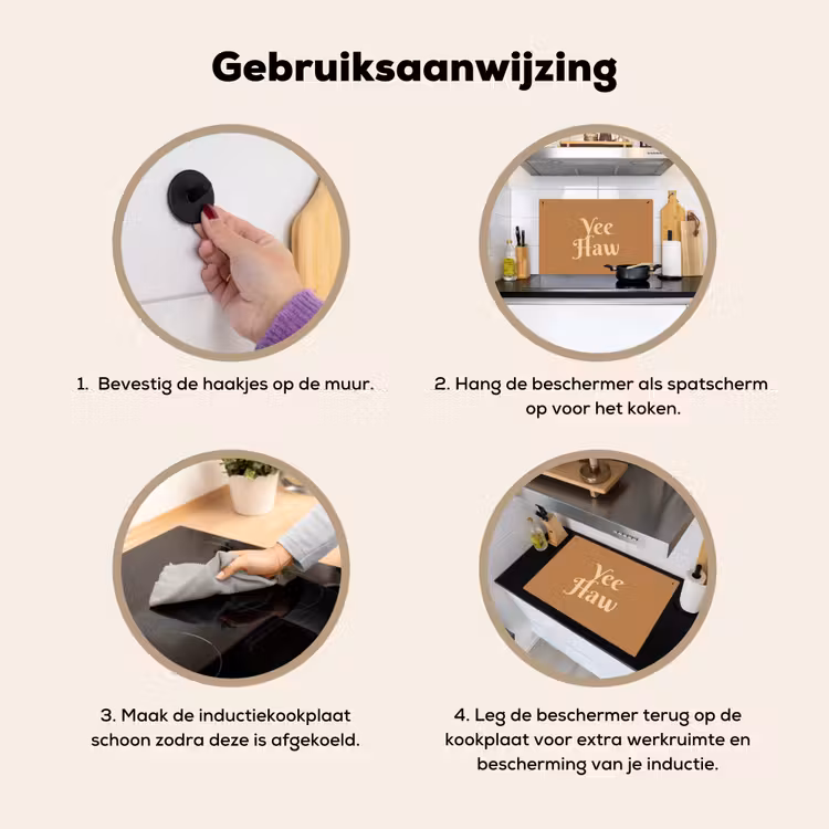Yee haw - Bruin - Minimalistisch Inductie beschemer met haakjes klein -ky-gebruik-nl