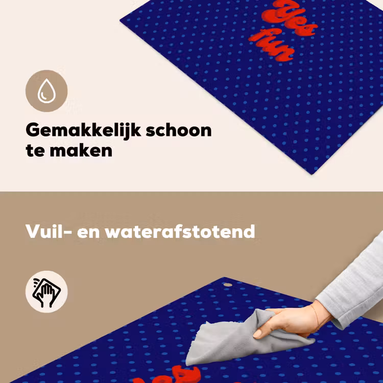 Yes fun - Rood - Blauw - Stippen Inductie beschemer met haakjes klein -ky-schoon-nl