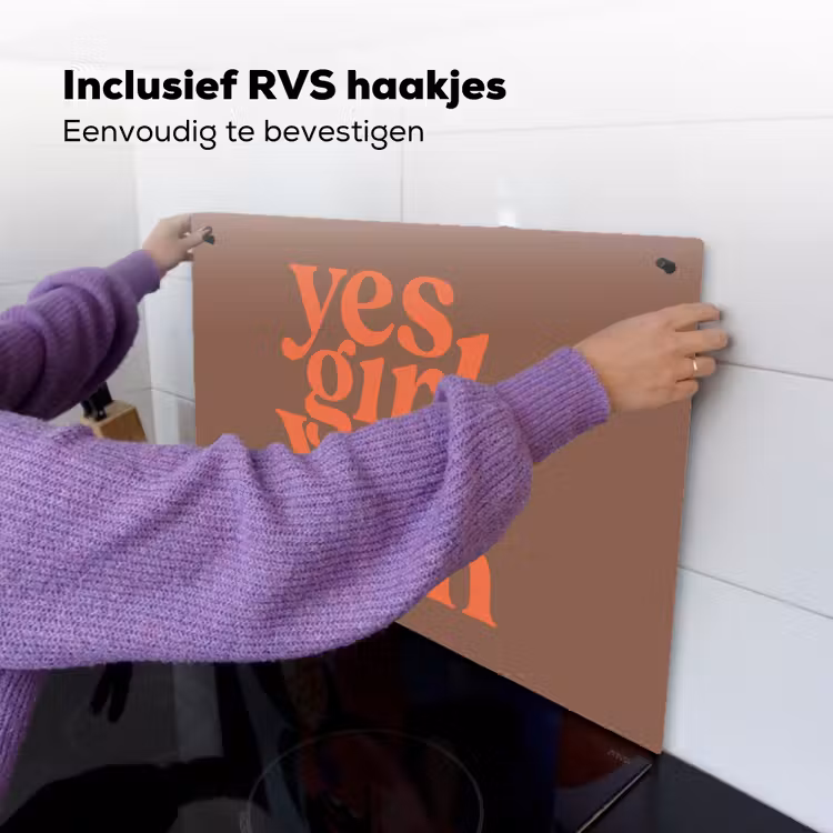 Yes girl you can - Oranje - Bruin Inductie beschemer met haakjes klein -ky-ophangen-nl