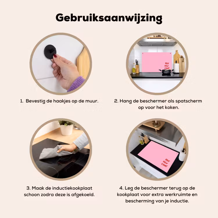 Yes you can do it - Rood - Roze Inductie beschemer met haakjes klein -ky-gebruik-nl