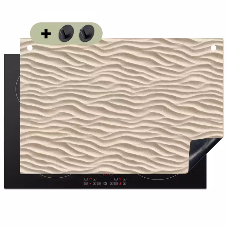 Zand - Golven - Beige Inductie beschemer met haakjes klein 777 -3d