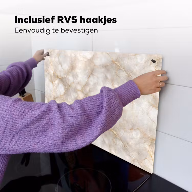 Zandkleurig - Marmer - Natuursteen Inductie beschemer met haakjes klein 777 -ky-ophangen-nl