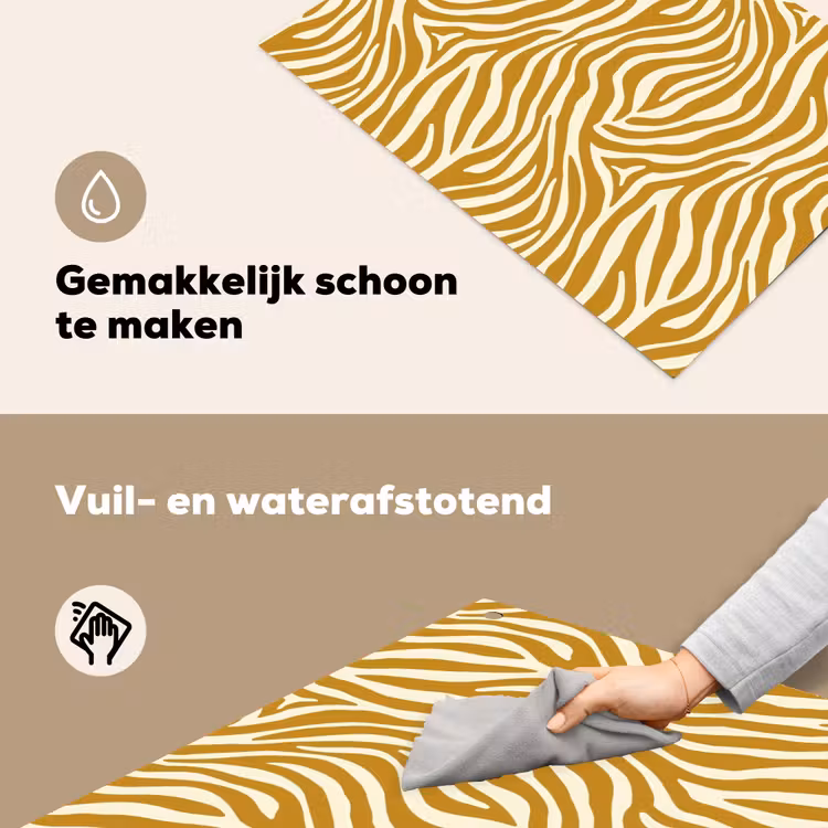 Zebra - Klassiek - Oker - Geel Inductie beschemer met haakjes klein 777 -ky-schoon-nl