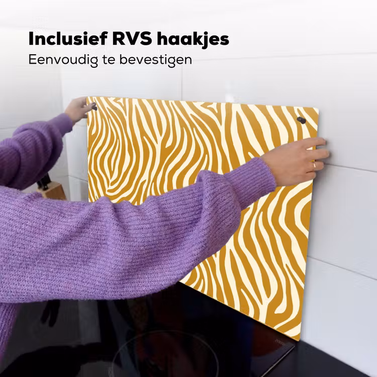 Zebra - Klassiek - Oker - Geel Inductie beschemer met haakjes klein 777 -ky-ophangen-nl