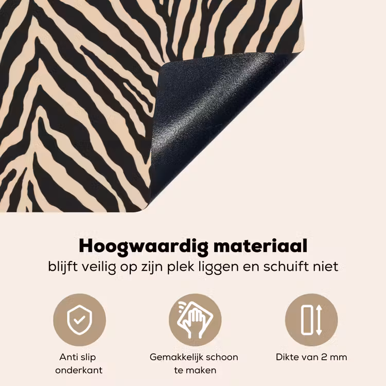Zebra - Klassiek - Zwart Inductie beschemer met haakjes klein 777 -ky-onderkant-nl