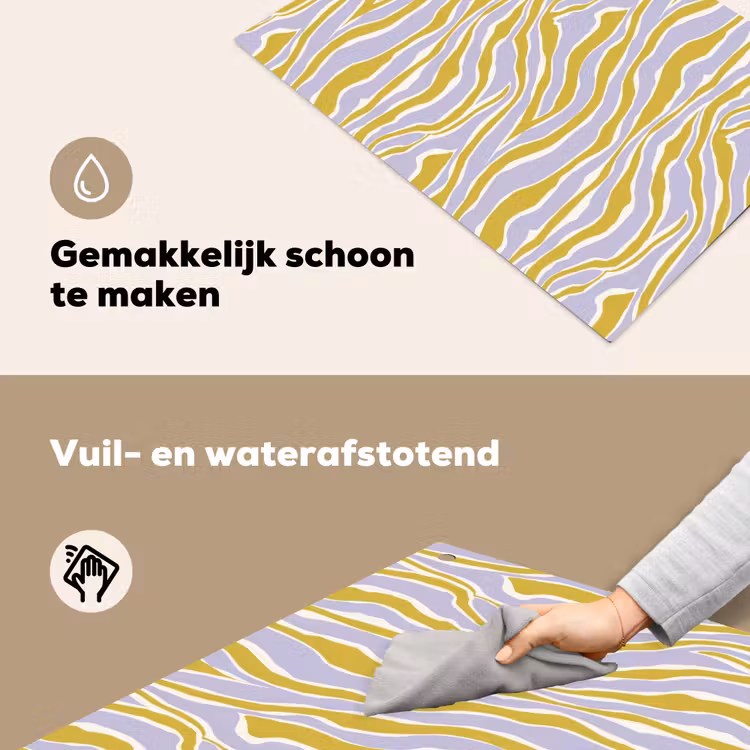 Zebra - Modern - Meerkleurig Inductie beschemer met haakjes klein 777 -ky-schoon-nl