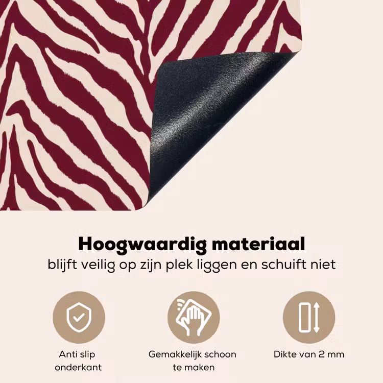 Zebra - Motief - Bordeaux - Rood Inductie beschemer met haakjes klein 777 -ky-onderkant-nl