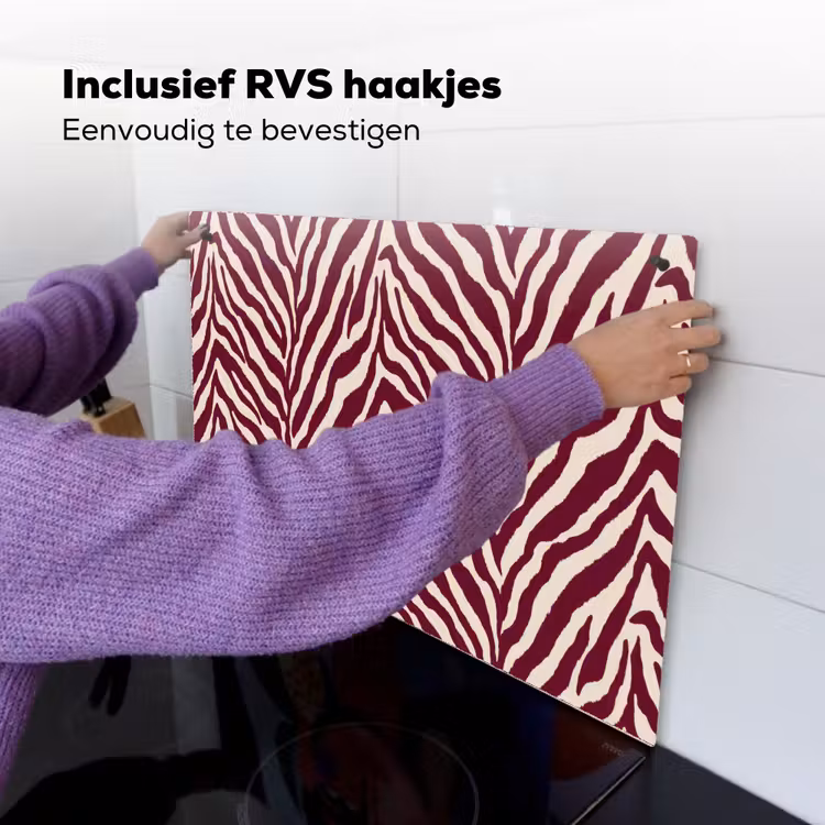 Zebra - Motief - Bordeaux - Rood Inductie beschemer met haakjes klein 777 -ky-ophangen-nl