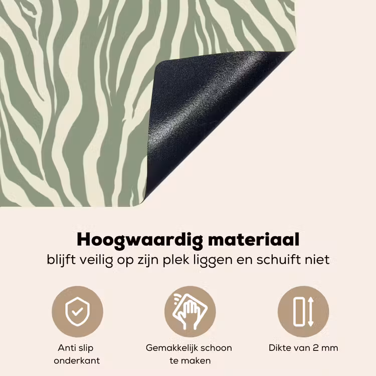 Zebra - Motief - Groen Inductie beschemer met haakjes klein 777 -ky-onderkant-nl