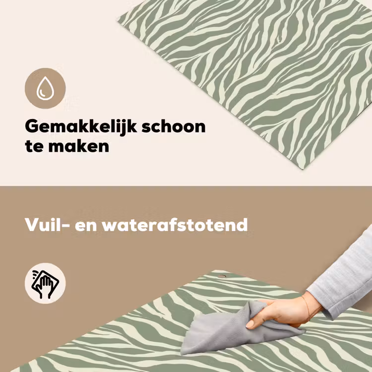 Zebra - Motief - Groen Inductie beschemer met haakjes klein 777 -ky-schoon-nl