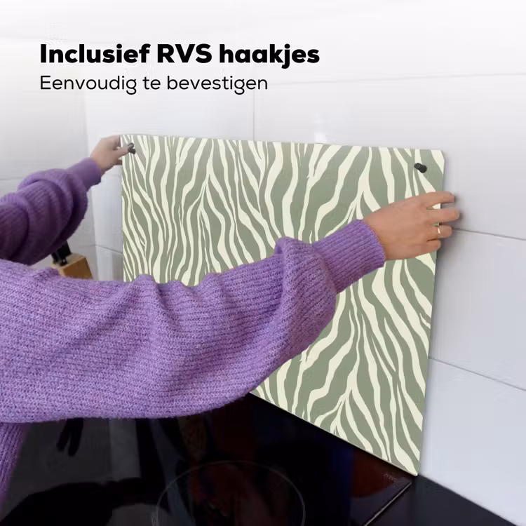Zebra - Motief - Groen Inductie beschemer met haakjes klein 777 -ky-ophangen-nl