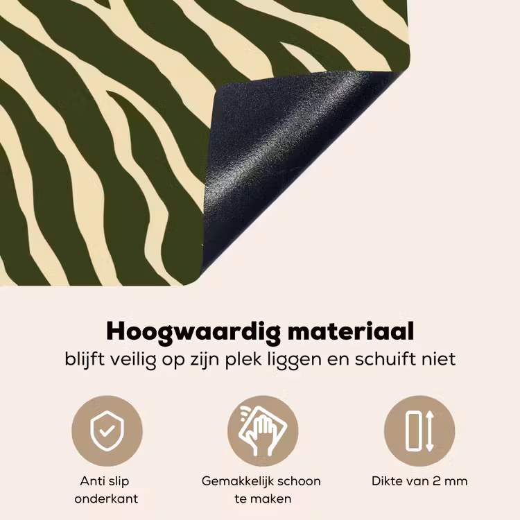 Zebra - Patroon - Groen Inductie beschemer met haakjes klein 777 -ky-onderkant-nl