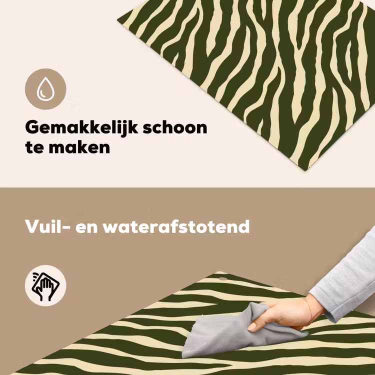 Zebra - Patroon - Groen Inductie beschemer met haakjes klein 777 -ky-schoon-nl