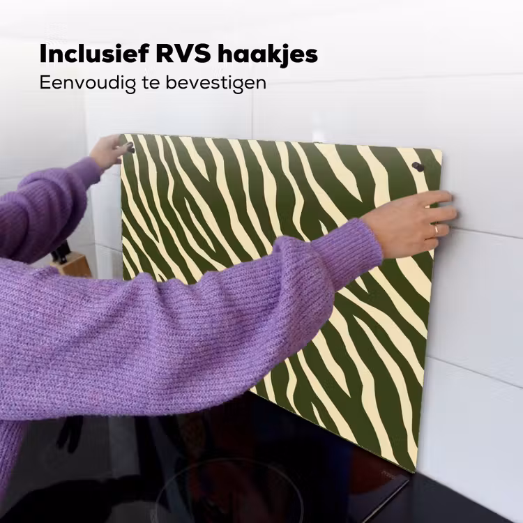 Zebra - Patroon - Groen Inductie beschemer met haakjes klein 777 -ky-ophangen-nl