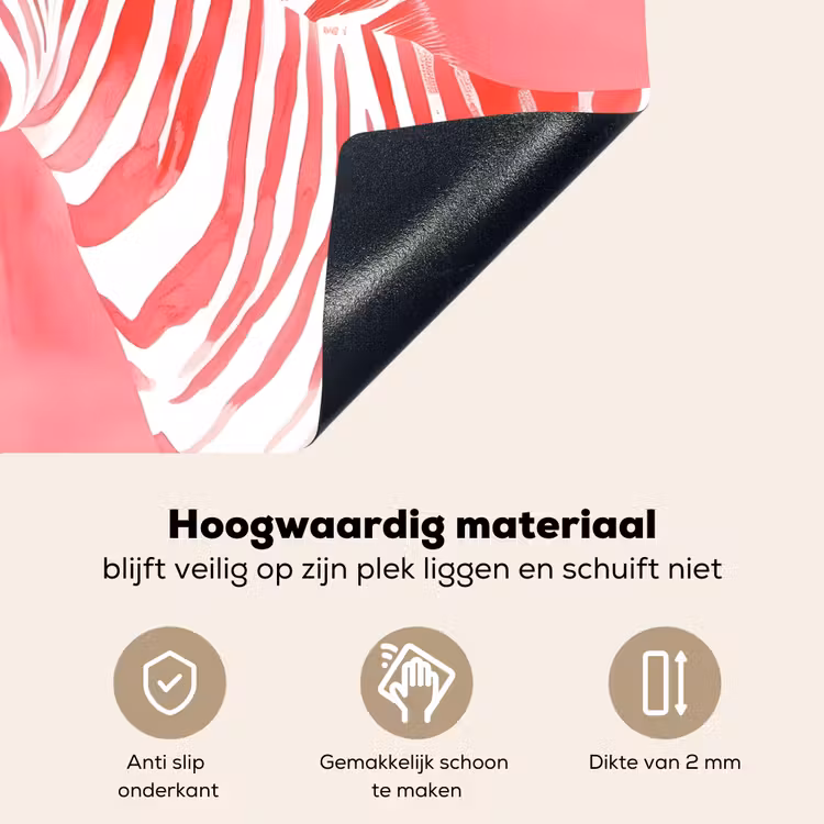 Zebra - Pink - Verf Inductie beschemer met haakjes klein -ky-onderkant-nl