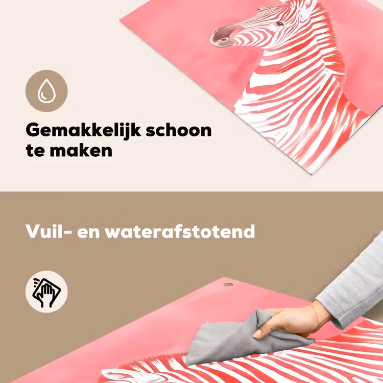 Zebra - Pink - Verf Inductie beschemer met haakjes klein -ky-schoon-nl
