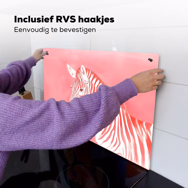 Zebra - Pink - Verf Inductie beschemer met haakjes klein -ky-ophangen-nl