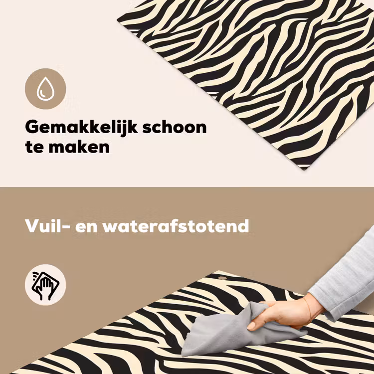 Zebra - Print - Klassiek - Zwart Inductie beschemer met haakjes klein 777 -ky-schoon-nl