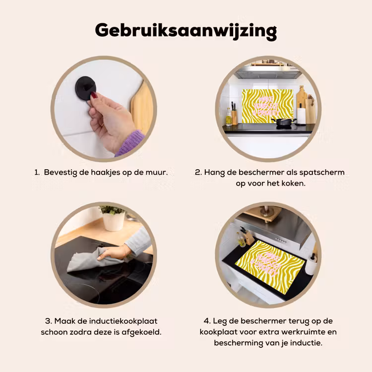 Zebraprint - Priority - Roze Inductie beschemer met haakjes klein -ky-gebruik-nl