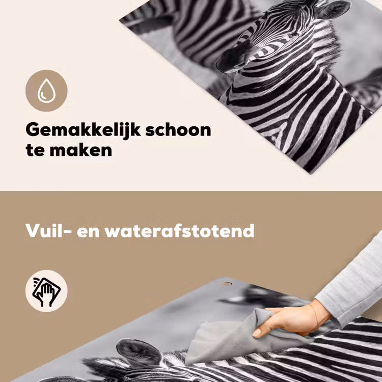 Zebra's - Zwart - Wit Inductie beschemer met haakjes klein -ky-schoon-nl