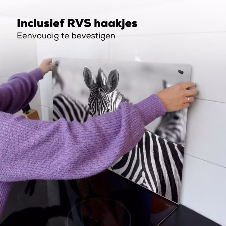 Zebra's - Zwart - Wit Inductie beschemer met haakjes klein -ky-ophangen-nl