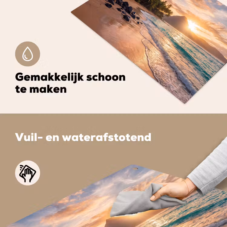 Zee - Berg - Landschap - Tropisch - Goud Inductie beschemer met haakjes klein -ky-schoon-nl