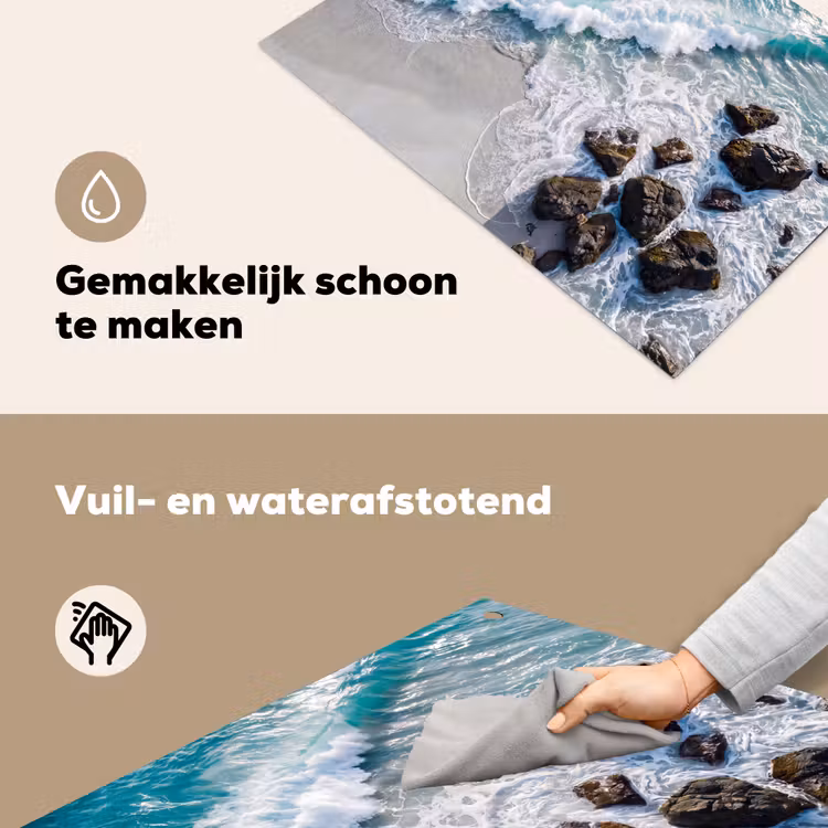Zee - Golf - Strand - Natuur - Blauw Inductie beschemer met haakjes klein -ky-schoon-nl