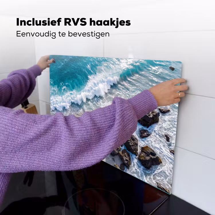 Zee - Golf - Strand - Natuur - Blauw Inductie beschemer met haakjes klein -ky-ophangen-nl