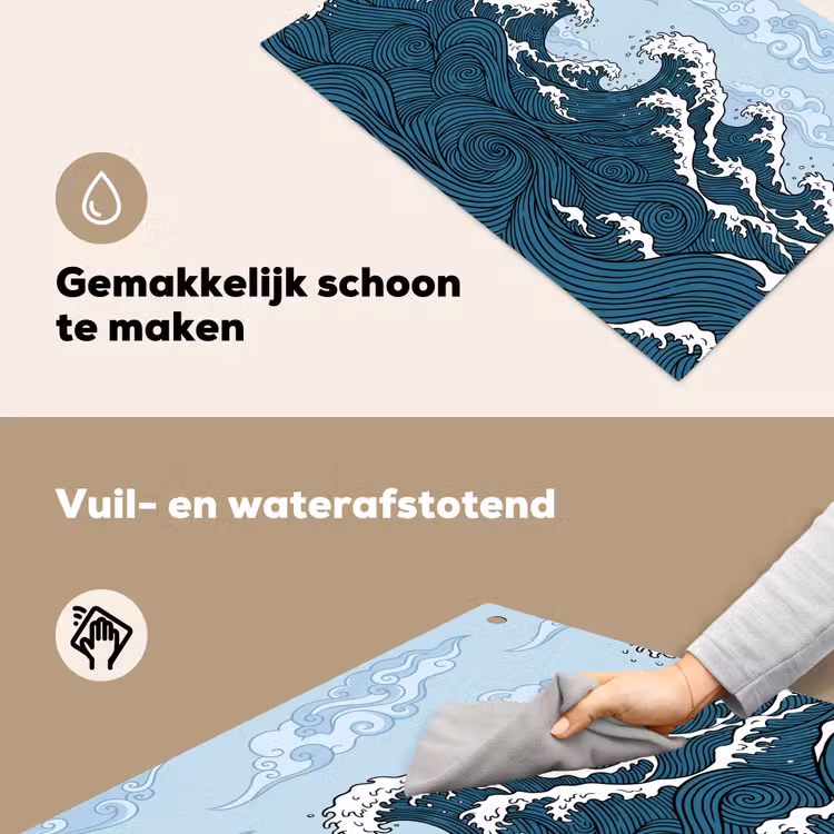 Zee - Golven - Japans - Natuur - Blauw Inductie beschemer met haakjes klein -ky-schoon-nl
