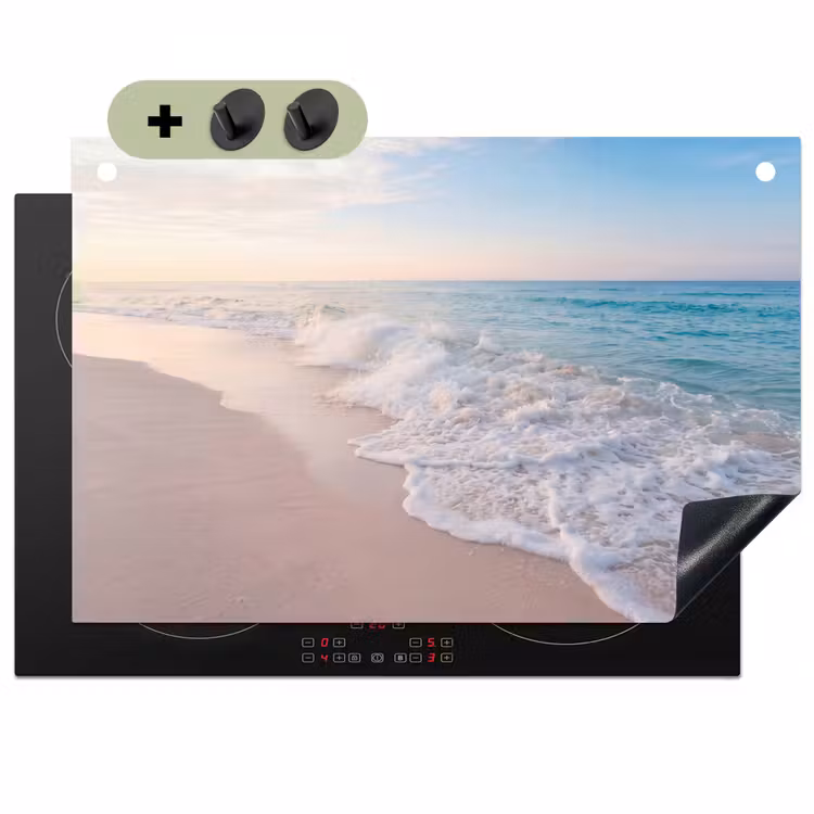 Zee - Golven - Strand - Natuur - Wit Inductie beschemer met haakjes klein -3d