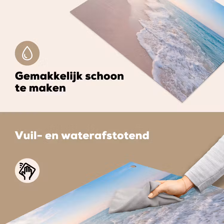 Zee - Golven - Strand - Natuur - Wit Inductie beschemer met haakjes klein -ky-schoon-nl
