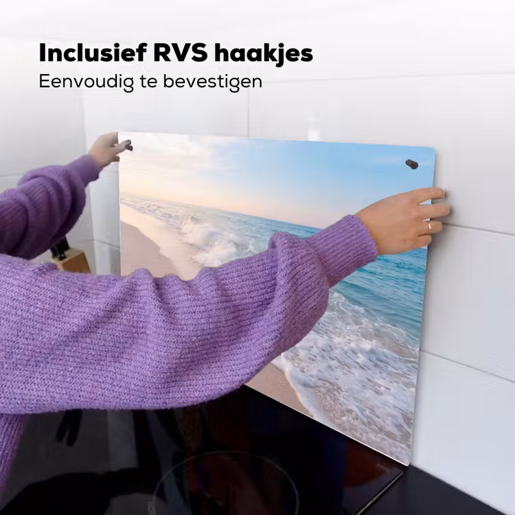 Zee - Golven - Strand - Natuur - Wit Inductie beschemer met haakjes klein -ky-ophangen-nl