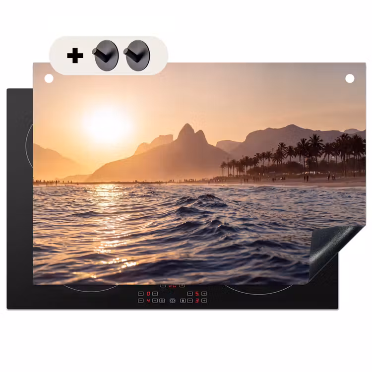 Zee - Golven - Zonsondergang - Kust - Goud Inductie beschemer met haakjes klein -3d