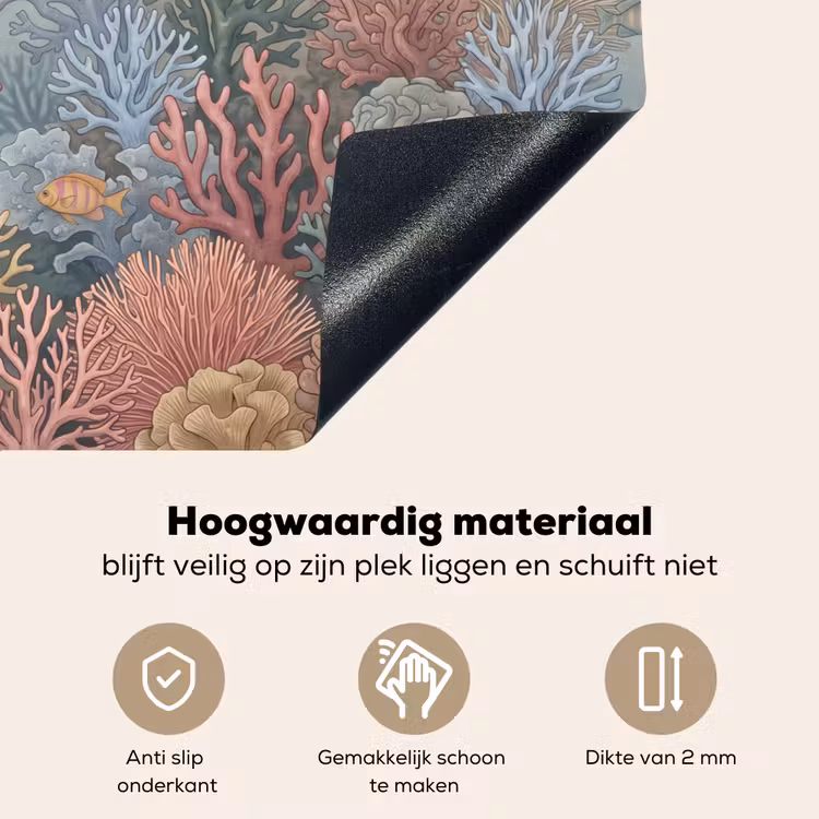 Zee - Koraal - Vis - Natuur - Kleurrijk Inductie beschemer met haakjes klein -ky-onderkant-nl