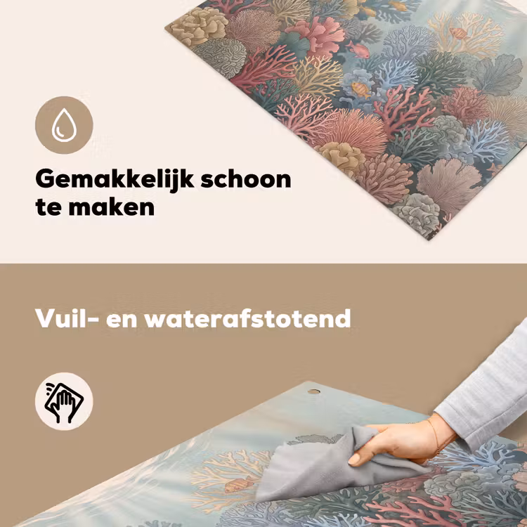 Zee - Koraal - Vis - Natuur - Kleurrijk Inductie beschemer met haakjes klein -ky-schoon-nl