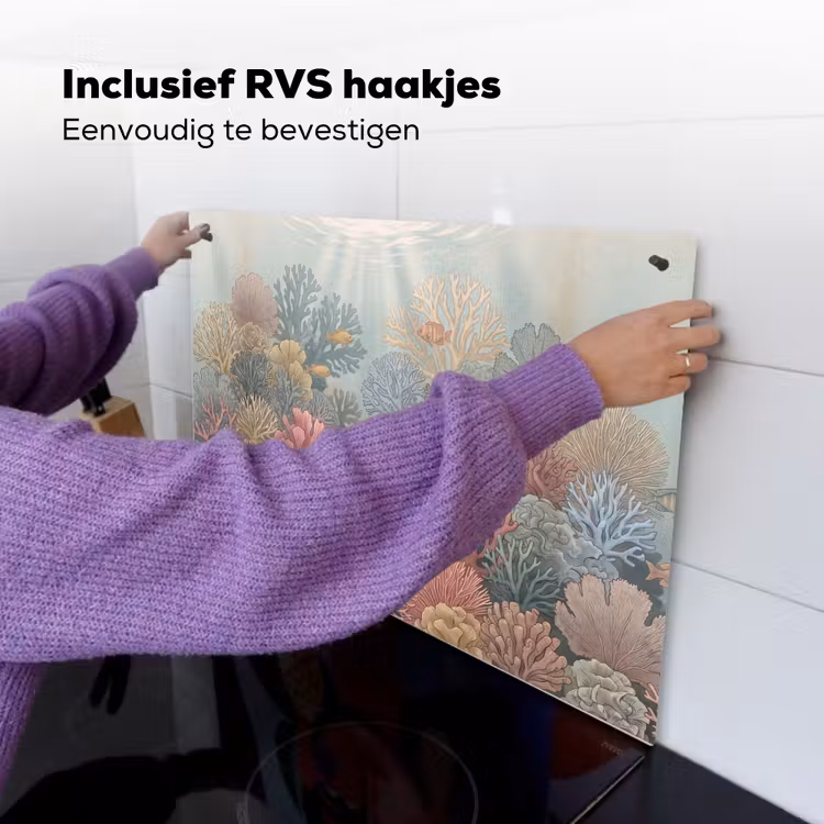 Zee - Koraal - Vis - Natuur - Kleurrijk Inductie beschemer met haakjes klein -ky-ophangen-nl