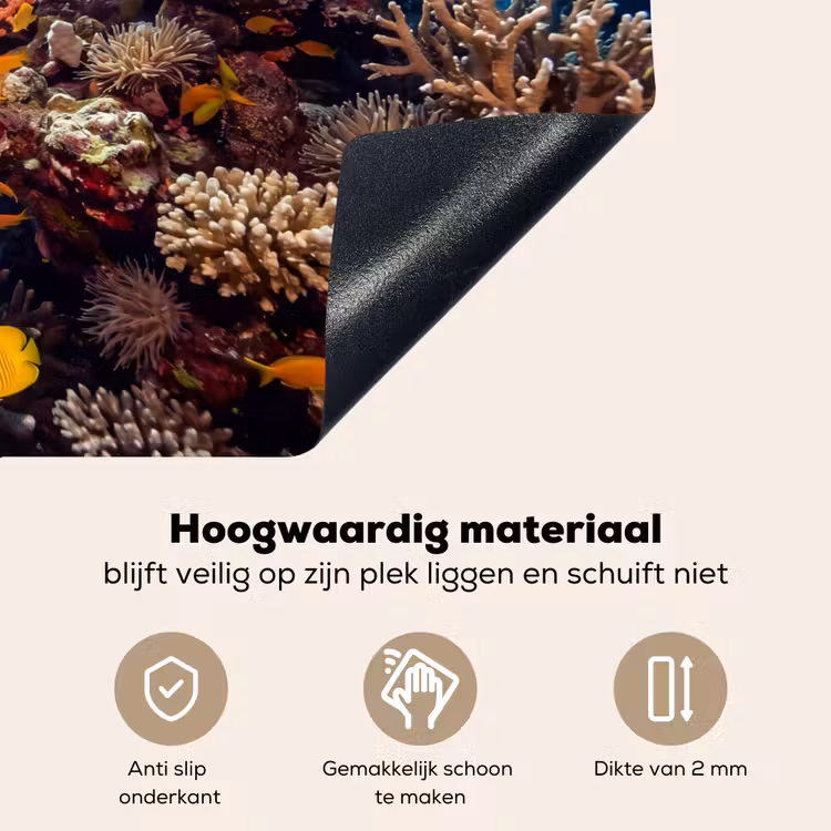 Zee - Koraalrif - Natuur - Levendig - Blauw Inductie beschemer met haakjes klein -ky-onderkant-nl