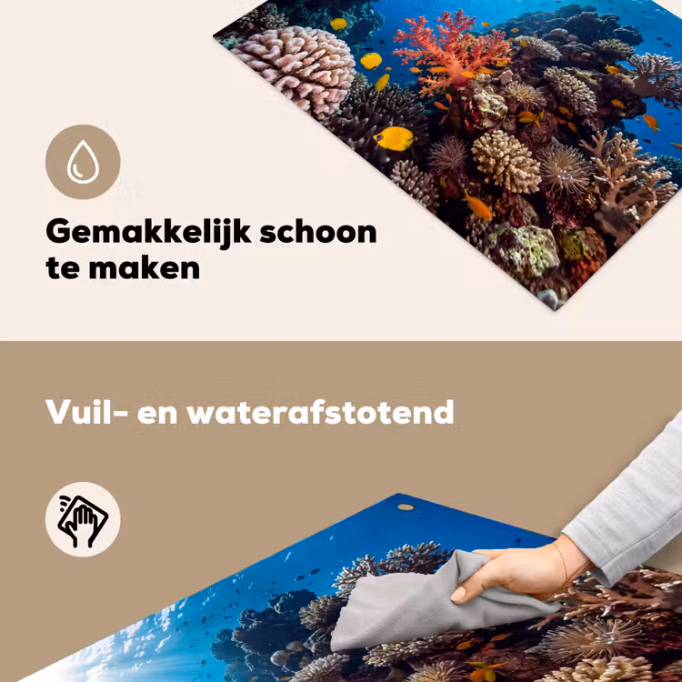 Zee - Koraalrif - Natuur - Levendig - Blauw Inductie beschemer met haakjes klein -ky-schoon-nl