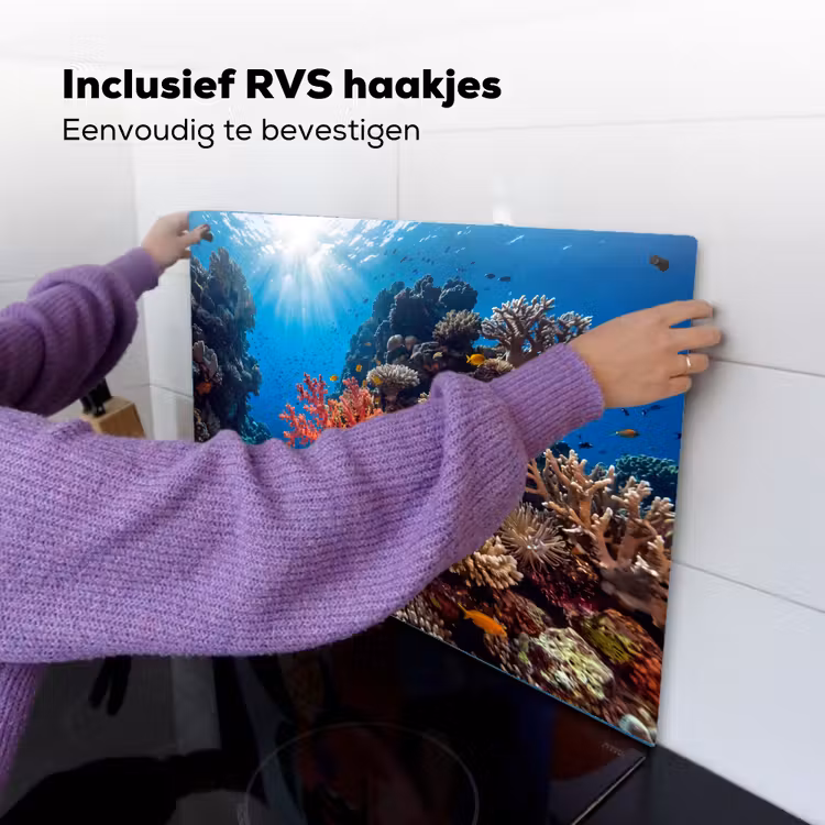 Zee - Koraalrif - Natuur - Levendig - Blauw Inductie beschemer met haakjes klein -ky-ophangen-nl