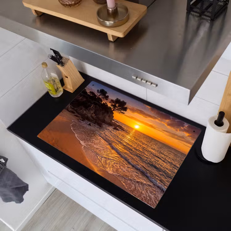 Zee - Kust - Zonsondergang - Natuur - Oranje Inductie beschemer met haakjes klein -sfeer1