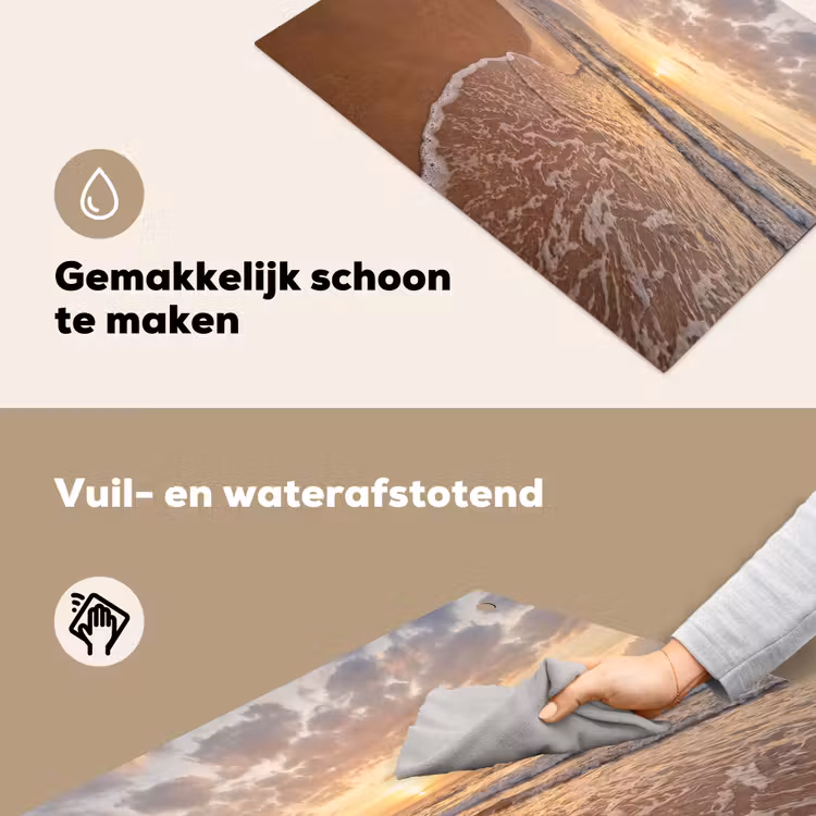 Zee - Kustlijn - Wolken - Landschap - Oranje Inductie beschemer met haakjes klein -ky-schoon-nl